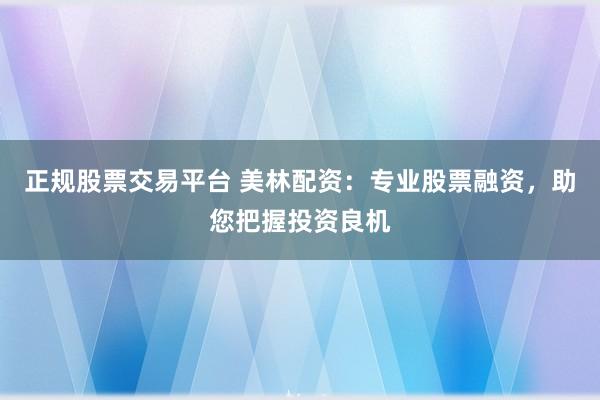 正规股票交易平台 美林配资：专业股票融资，助您把握投资良机