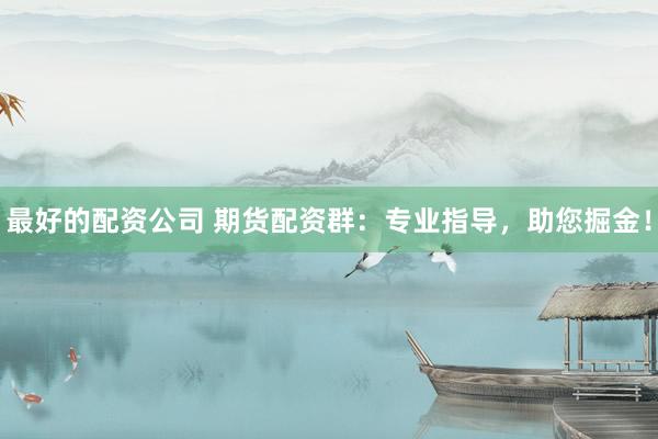 最好的配资公司 期货配资群：专业指导，助您掘金！
