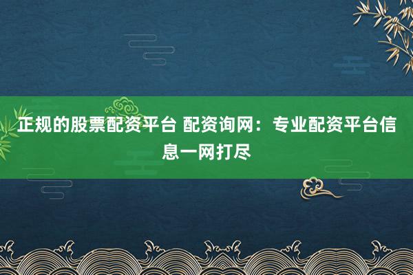 正规的股票配资平台 配资询网：专业配资平台信息一网打尽