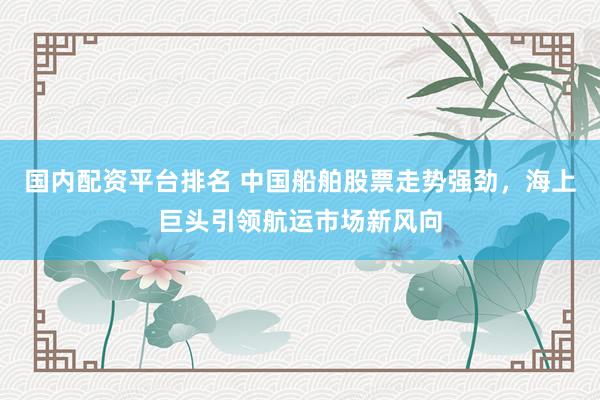 国内配资平台排名 中国船舶股票走势强劲，海上巨头引领航运市场新风向