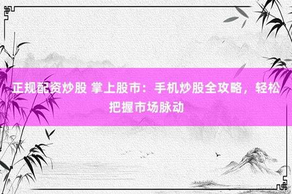 正规配资炒股 掌上股市：手机炒股全攻略，轻松把握市场脉动