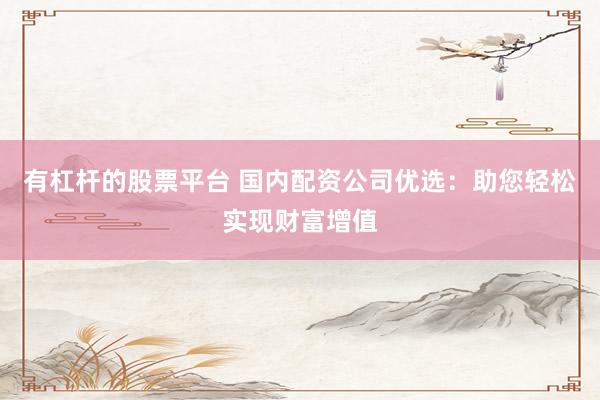 有杠杆的股票平台 国内配资公司优选：助您轻松实现财富增值
