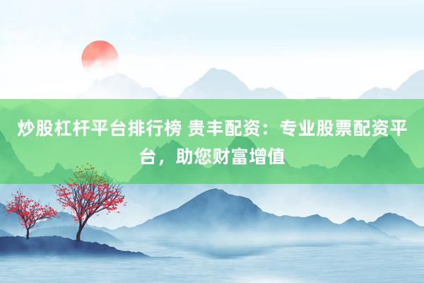 炒股杠杆平台排行榜 贵丰配资：专业股票配资平台，助您财富增值