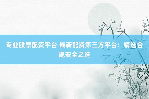 专业股票配资平台 最新配资第三方平台：精选合规安全之选