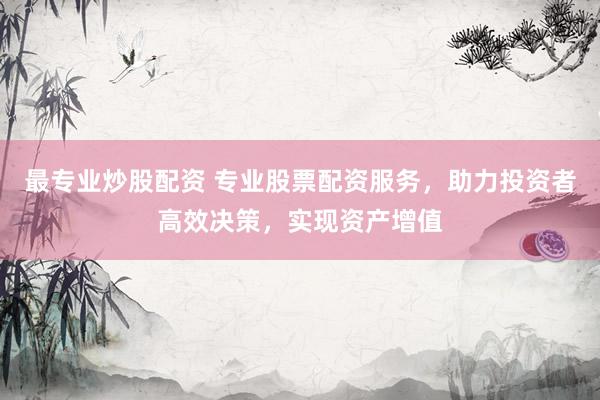 最专业炒股配资 专业股票配资服务，助力投资者高效决策，实现资产增值