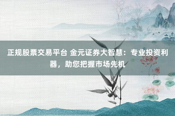 正规股票交易平台 金元证券大智慧：专业投资利器，助您把握市场先机