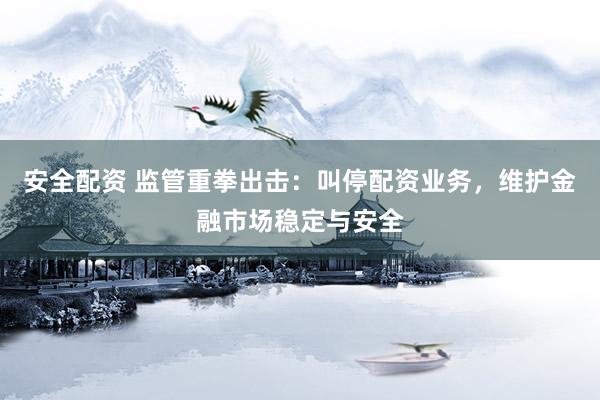 安全配资 监管重拳出击：叫停配资业务，维护金融市场稳定与安全