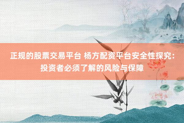 正规的股票交易平台 杨方配资平台安全性探究：投资者必须了解的风险与保障