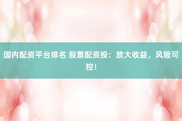 国内配资平台排名 股票配资投：放大收益，风险可控！