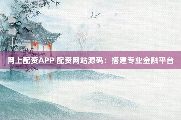 网上配资APP 配资网站源码：搭建专业金融平台