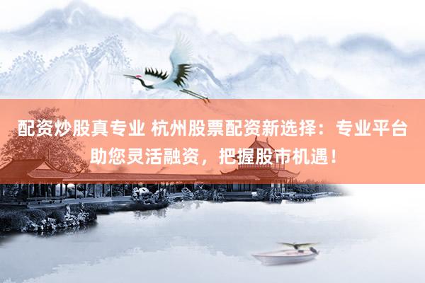 配资炒股真专业 杭州股票配资新选择：专业平台助您灵活融资，把握股市机遇！