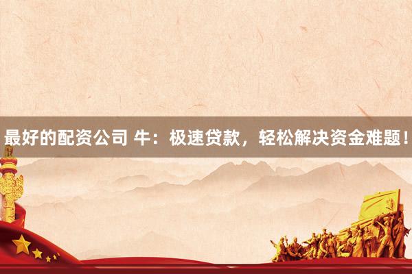 最好的配资公司 牛：极速贷款，轻松解决资金难题！