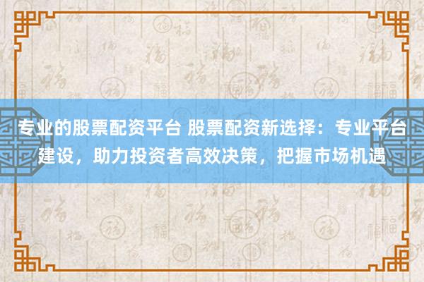专业的股票配资平台 股票配资新选择：专业平台建设，助力投资者高效决策，把握市场机遇