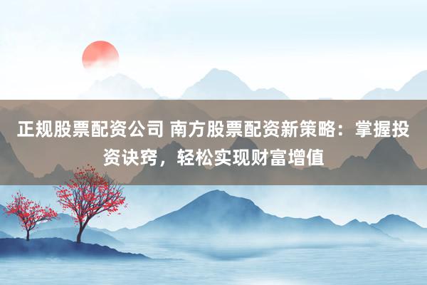 正规股票配资公司 南方股票配资新策略：掌握投资诀窍，轻松实现财富增值