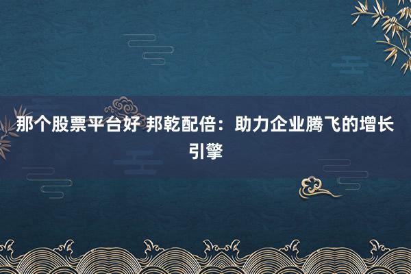 那个股票平台好 邦乾配倍:助力企业腾飞的增长引擎