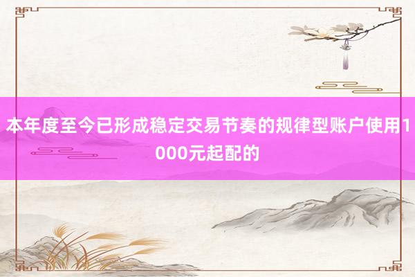 本年度至今已形成稳定交易节奏的规律型账户使用1000元起配的