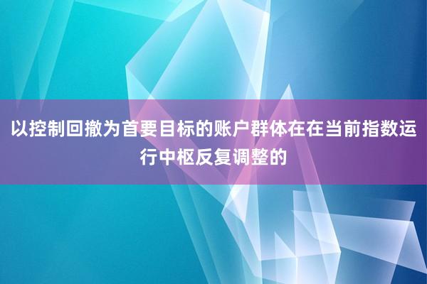 以控制回撤为首要目标的账户群体在在当前指数运行中枢反复调整的