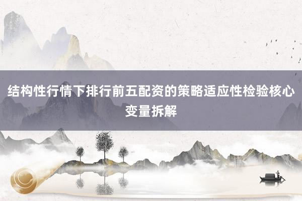 结构性行情下排行前五配资的策略适应性检验核心变量拆解