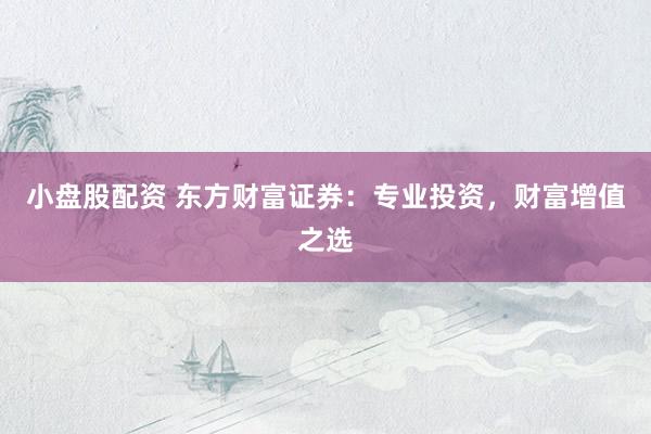 小盘股配资 东方财富证券:专业投资,财富增值之选
