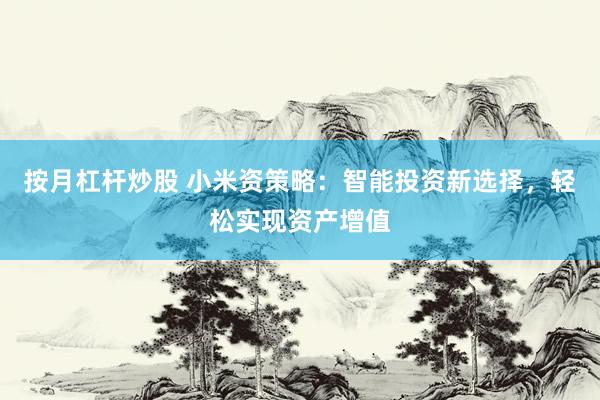 按月杠杆炒股 小米资策略:智能投资新选择,轻松实现资产增值