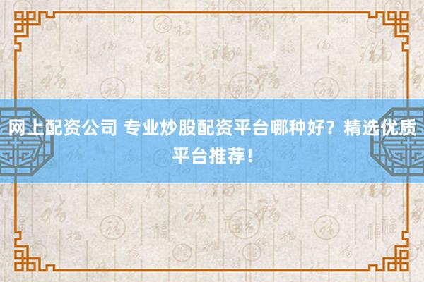 网上配资公司 专业炒股配资平台哪种好？精选优质平台推荐！