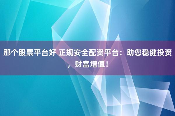 那个股票平台好 正规安全配资平台：助您稳健投资，财富增值！